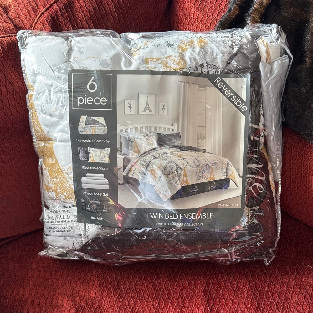 Reversible Comforter Set - Gold and Gray
